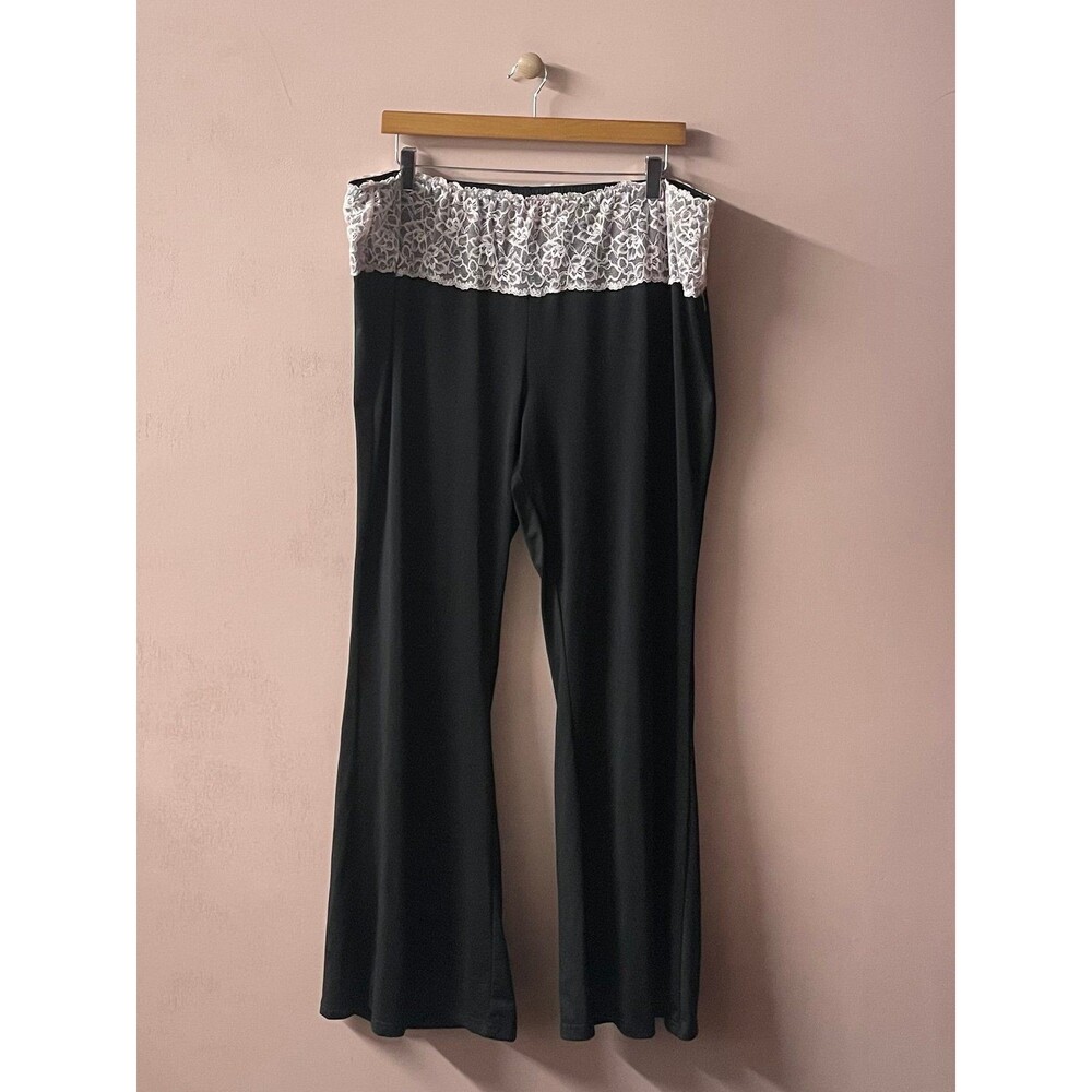 SHEIN Curve Black Lace Trimmed Waist Wide/Flare Leg Pants Size 3XL